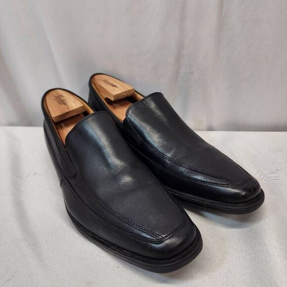 Clarks Men's 13 Tilden Free Slip-On Black Leather Loafer - Picture 1 of 11